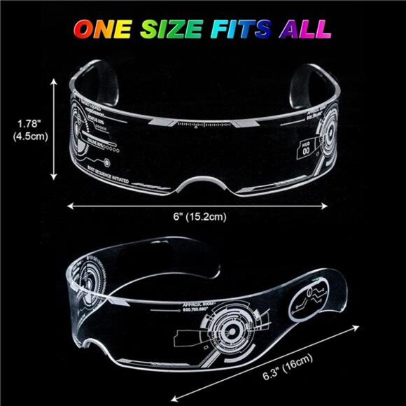 LED Light Up Glasses, LED Visor, Luminous, Cyberpunk Futuristic Cosplay Glasses - Picture 5 of 7